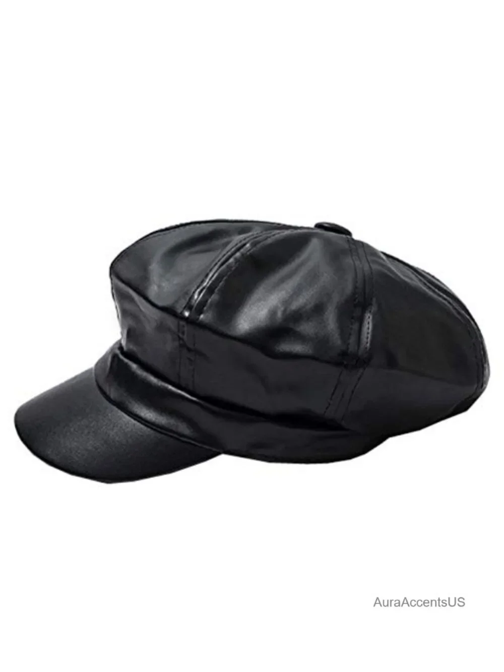 PU Leather Newsboy Cabbie Peaked Beret Cap Vintage Baker Boy Visor Hat